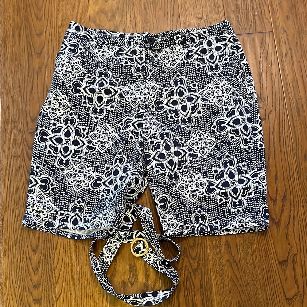 Classic Elements Navy and White Printed Bermuda Shorts